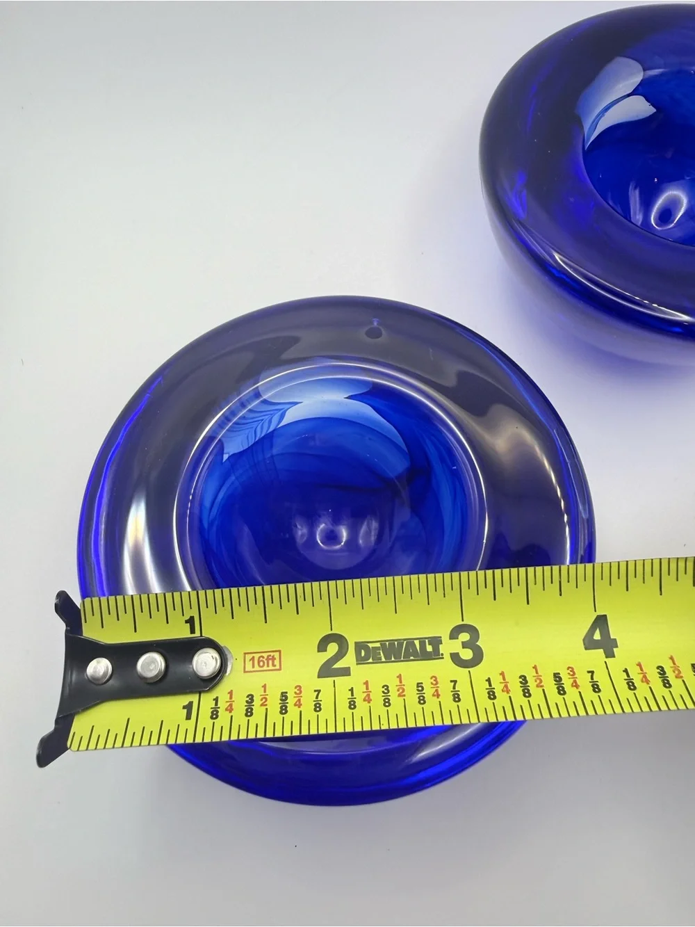 Pair Kosta Boda Atoll Cobalt Blue Glass Votive Holders Anna Ehrner Sweden 69727